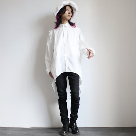 【albino】 ドロップショルダーロングテールビッグシャツ
