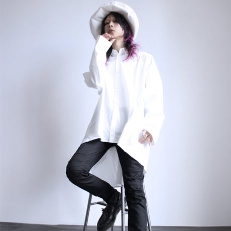 【albino】 ドロップショルダーロングテールビッグシャツ
