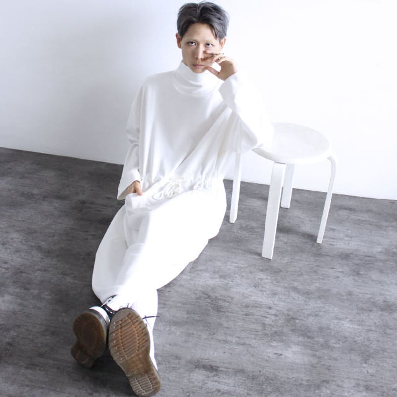albino】 トゥニカ風ウエストコード付きボトルネックマキシ