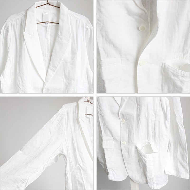 DANTON★ダブルガーゼカラーレスジャケット　白 DANTON☆ダブルガーゼカラーレスジャケット 白