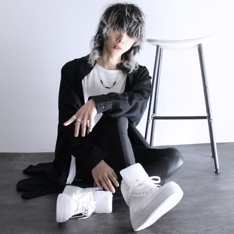 albino select】 バッシュ風フェイクレザーハイカットスニーカー albino select】 バッシュ風フェイクレザーハイカットスニーカー