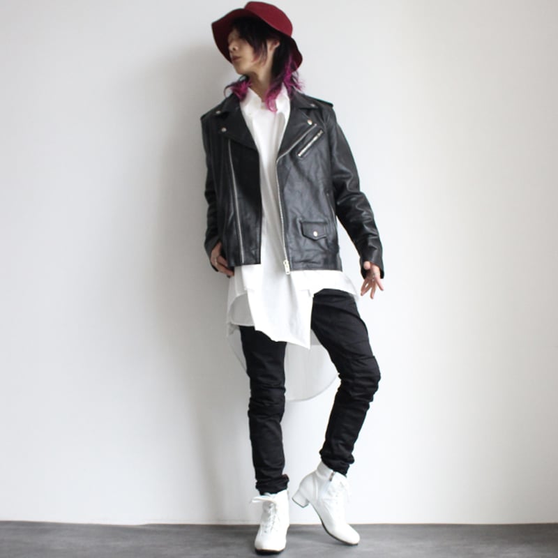 albino select】 チャンキーヒール型スムースフェイクレザー編み上げ