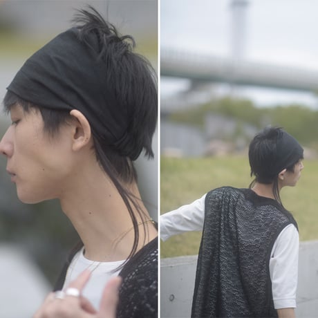 【albino】 三角巾アレンジドレープリネンヘアバンド