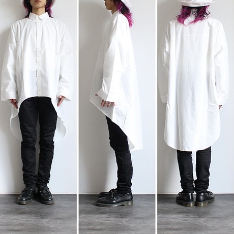 【albino】 ドロップショルダーロングテールビッグシャツ