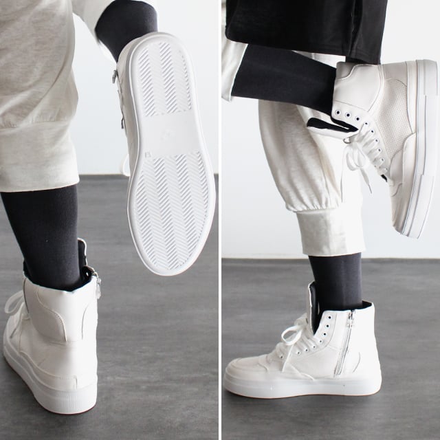 albino select】 バッシュ風フェイクレザーハイカットスニーカー albino select】 バッシュ風フェイクレザーハイカットスニーカー