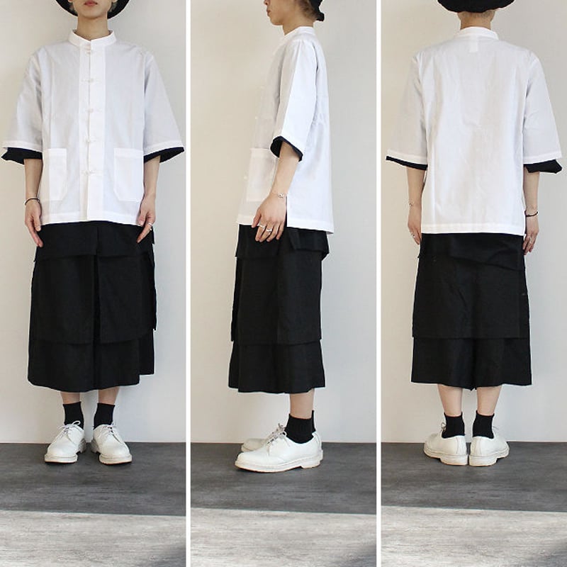 albino】 チャイナ風ノーカラービッグシャツ | albino