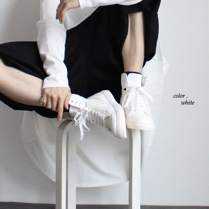 albino select】 踵ZIPフェイクレザーハイカットスニーカー | albino