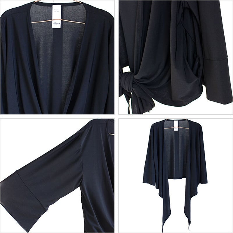 白　ホワイト　綺麗目　カーディガン　Albino アルビーノ Caprino - カプリーノ | クルーネックカーディガン〔ブラック