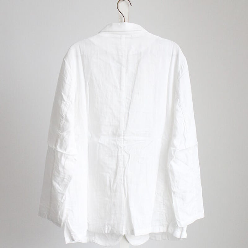 アキラナカ 美品日本製コットン ダブル ストライプ テーラードジャケット オフ白 albino】 コットンダブルガーゼテーラードジャケット | albino