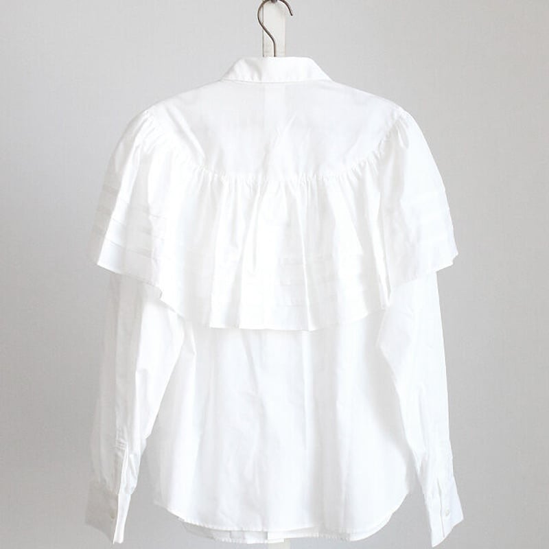 albino】 ラッフルカラー風プリーツフリル付きドレスシャツ | albino albino】 ラッフルカラー風プリーツフリル付きドレスシャツ | albino