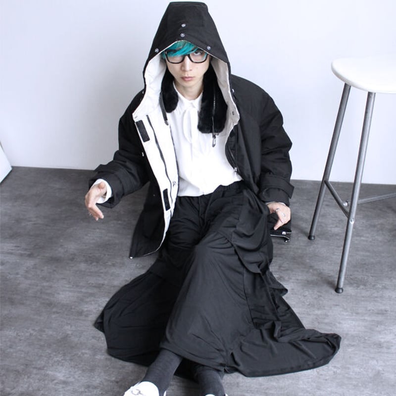 albino】 アシメスカート付きサイドスリットワイドパンツ | albino albino】 アシメスカート付きサイドスリットワイドパンツ | albino