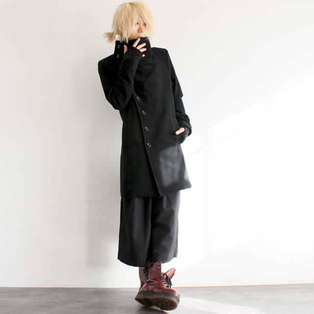 【アルビノ】ビッグ カラー ハイネック ウールコート albino】 ビッグカラーハイネックウールコート | albino