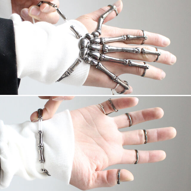 albino select】 骸骨モチーフメタルリングブレスレット | albino
