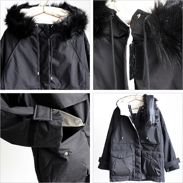 albino select】 モッズ風フェイクファー付き中綿ショートコート | albino