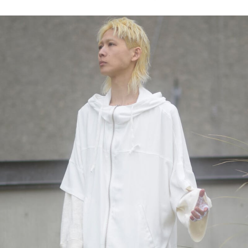 albino】 ブルゾン風ZIPアップ5分袖ポンチョパーカー | albino albino】 ブルゾン風ZIPアップ5分袖ポンチョパーカー | albino
