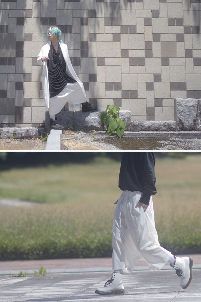 albino】 モモンガ型プリーツデザインサルエルパンツ | albino