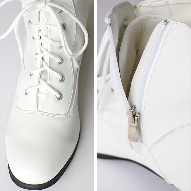 albino select】 チャンキーヒール型スムースフェイクレザー編み上げ