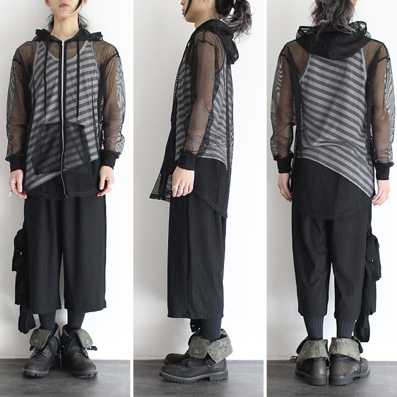 albino select】 シースルーメッシュ加工ZIPアップパーカー | albino