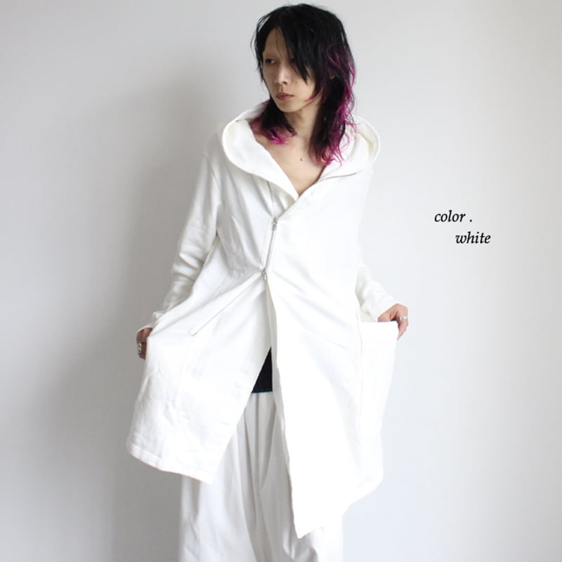 albino】 ポケット×裾アシンメトリースウェットモッズパーカー