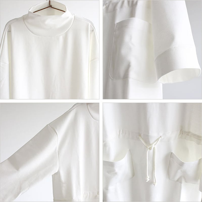 MT　Eワンピ　ホワイト albino】 トゥニカ風ウエストコード付きボトルネックマキシ