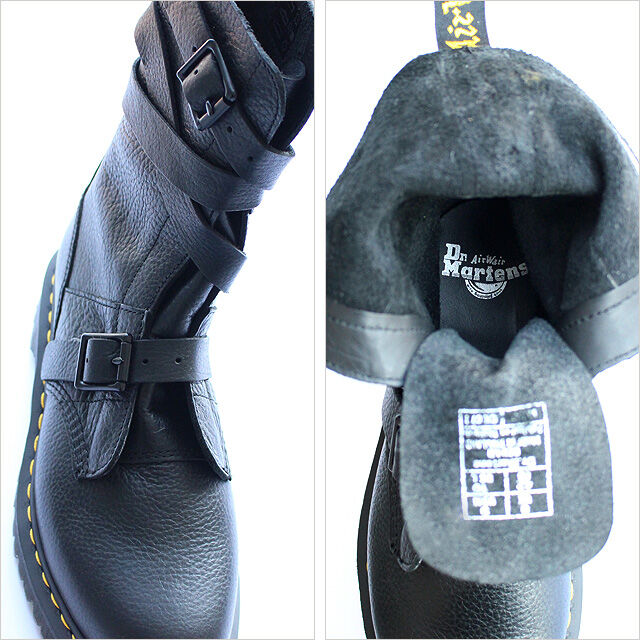 希少Dr.Martensバックルストラップ巻きシボレザーコンバットブーツ Dr.Martens】 バックルストラップ巻きシボレザーコンバット