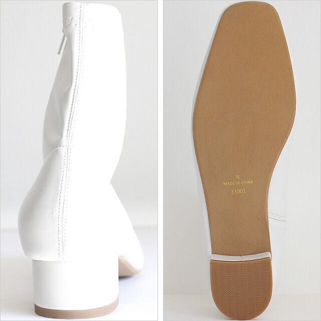 ホワイト レザー風 スクエアトゥブーツ albino select】 足袋風スクエアトゥ型ストレッチPUレザーヒールブーツ