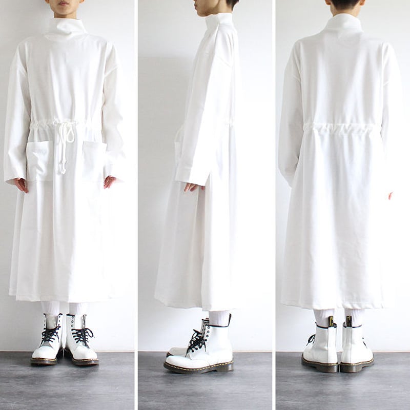 albino】 トゥニカ風ウエストコード付きボトルネックマキシ albino】 トゥニカ風ウエストコード付きボトルネックマキシ
