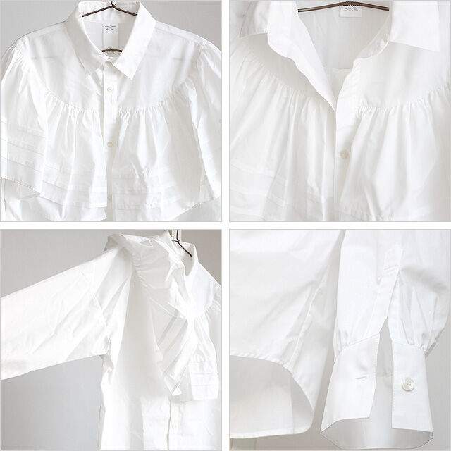 albino】 ラッフルカラー風プリーツフリル付きドレスシャツ | albino albino】 ラッフルカラー風プリーツフリル付きドレスシャツ | albino