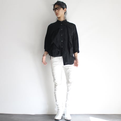 【albino】 ロッキーバル加工ランダムタックビッグシャツ