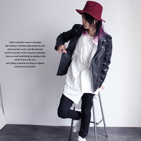 【albino】 ドロップショルダーロングテールビッグシャツ