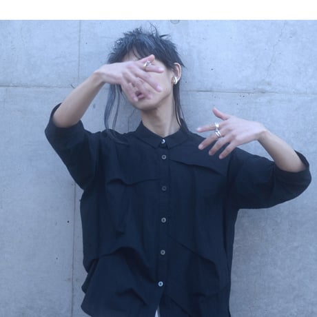 【albino】 ロッキーバル加工ランダムタックビッグシャツ
