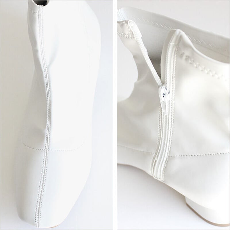 albino select】 足袋風スクエアトゥ型ストレッチPUレザーヒール albino select】 足袋風スクエアトゥ型ストレッチPUレザーヒール