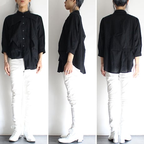 【albino】 ロッキーバル加工ランダムタックビッグシャツ