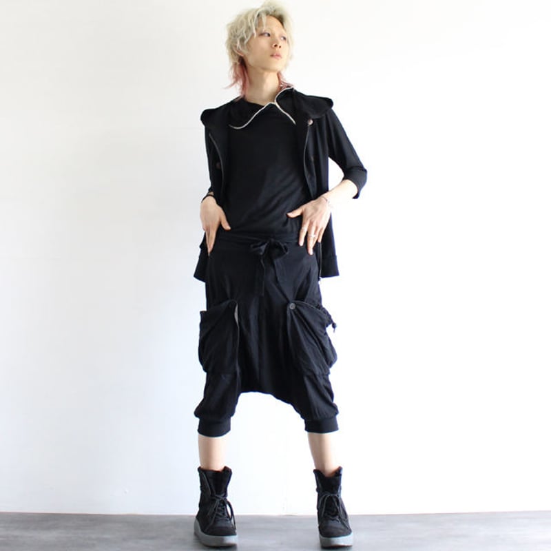 EVERSOUL】 フラップ二重ポケット×ベルト付きクロップドカーゴ