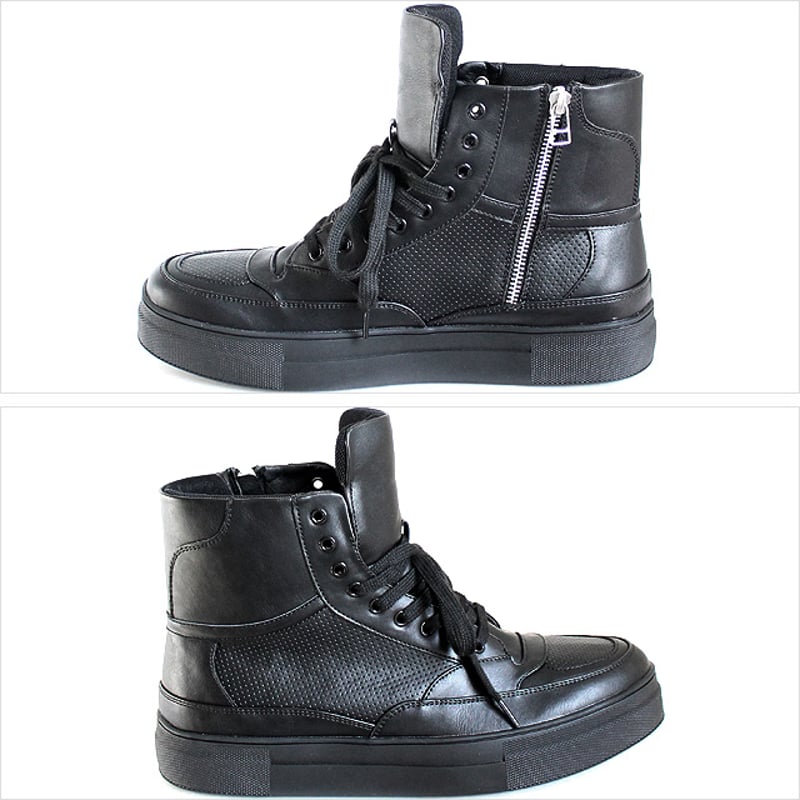albino select】 バッシュ風フェイクレザーハイカットスニーカー albino select】 バッシュ風フェイクレザーハイカットスニーカー