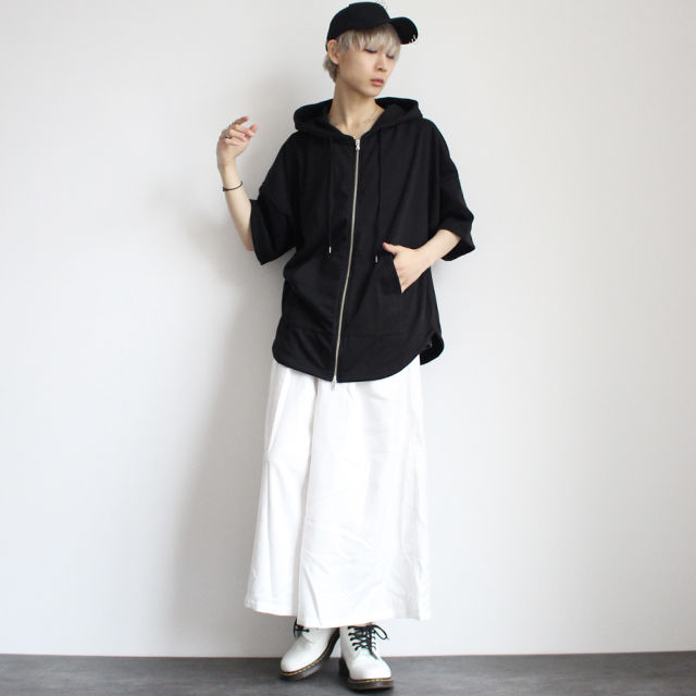 albino】 上下ZIPアップ5分袖スウェットポンチョパーカー | albino