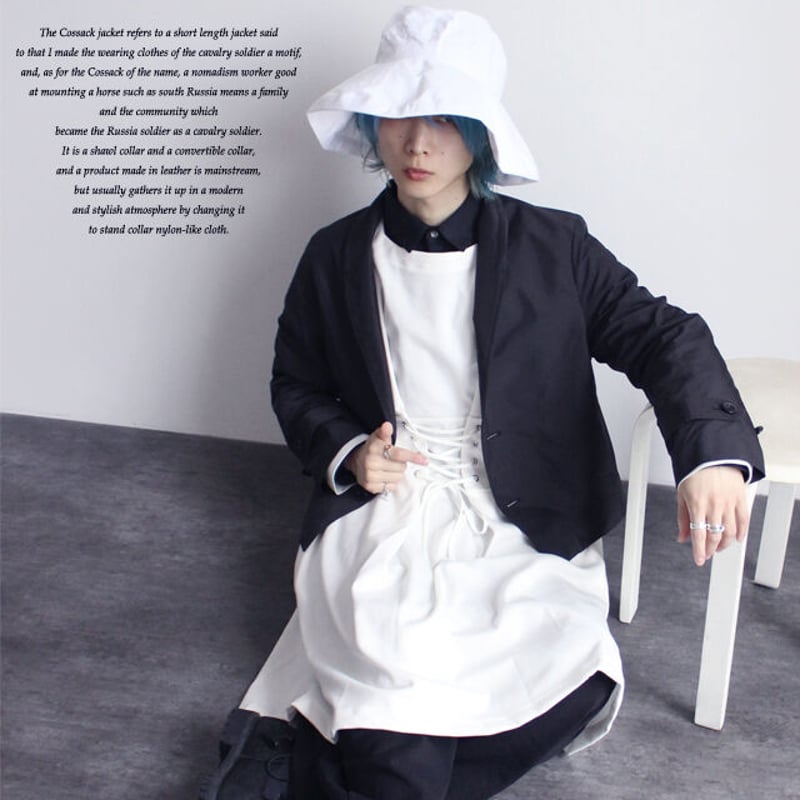 albino】 コサック風ワイヤー入りスタンドネックジャケット | albino albino】 コサック風ワイヤー入りスタンドネックジャケット | albino