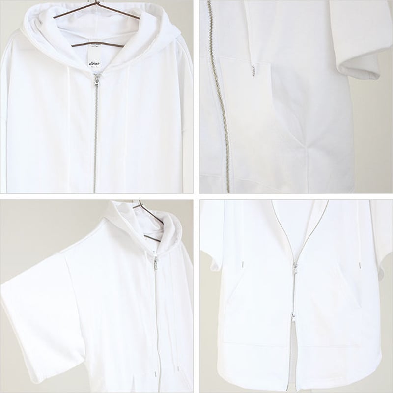 albino】 上下ZIPアップ5分袖スウェットポンチョパーカー | albino albino】 上下ZIPアップ5分袖スウェットポンチョパーカー | albino