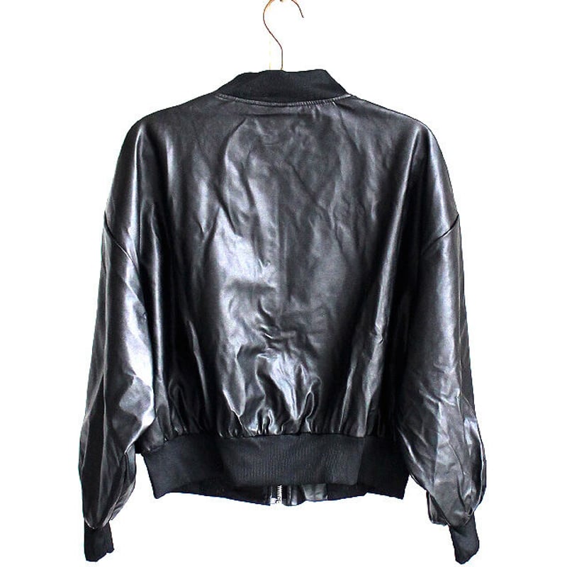 albino select】 MA-1風フェイクレザーシングルライダースジャケット