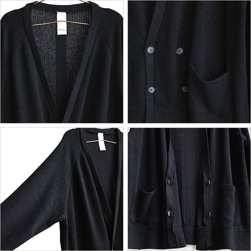 albino】 左右留め仕様ダブルブレストリブニットカーディガン | albino