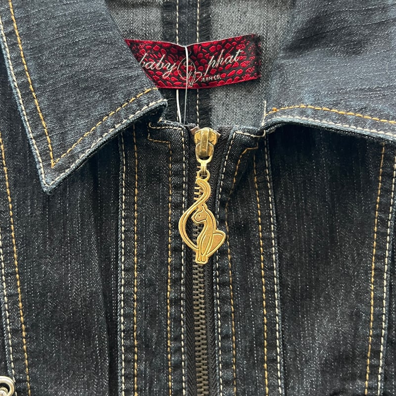 ＊ベイビーファットbaby phat刺繍デニムジャケット BABY PHAT/ベイビーファット ウィメンズ ジップGジャン 00年代