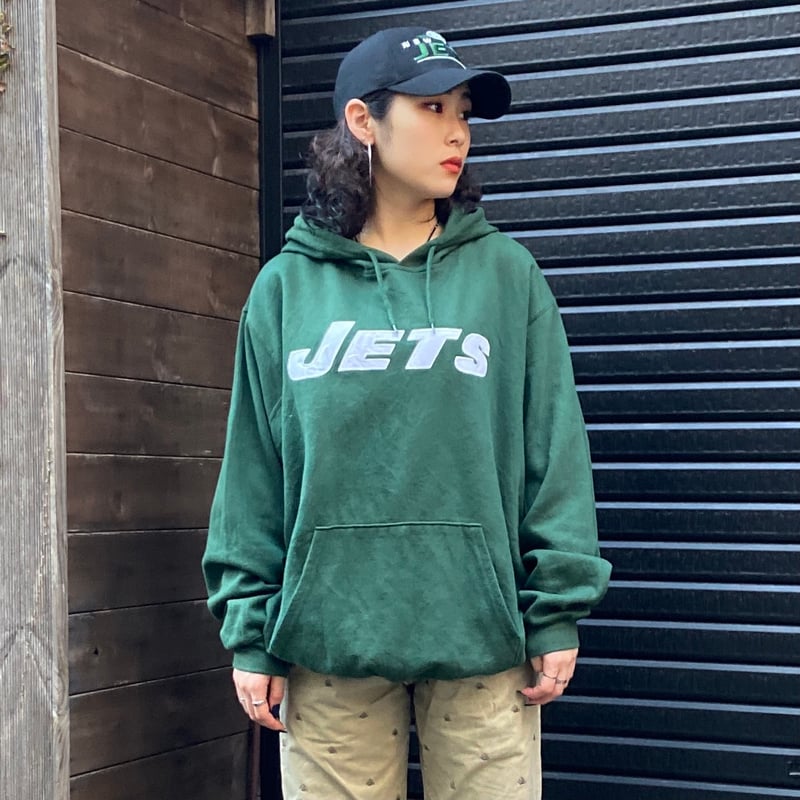 NFL JETS/ニューヨークジェッツ ロゴフードスウェット 2000年代