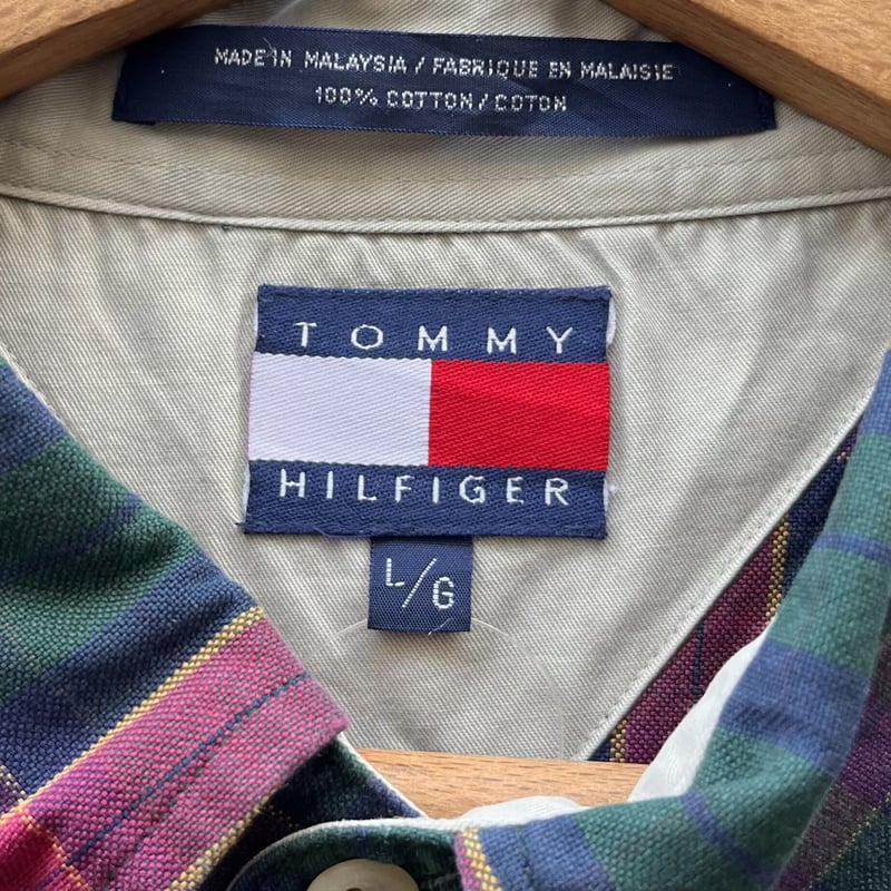 トミーヒルフィガー USA 90s 半袖 チェック ボタンダウン シャツ