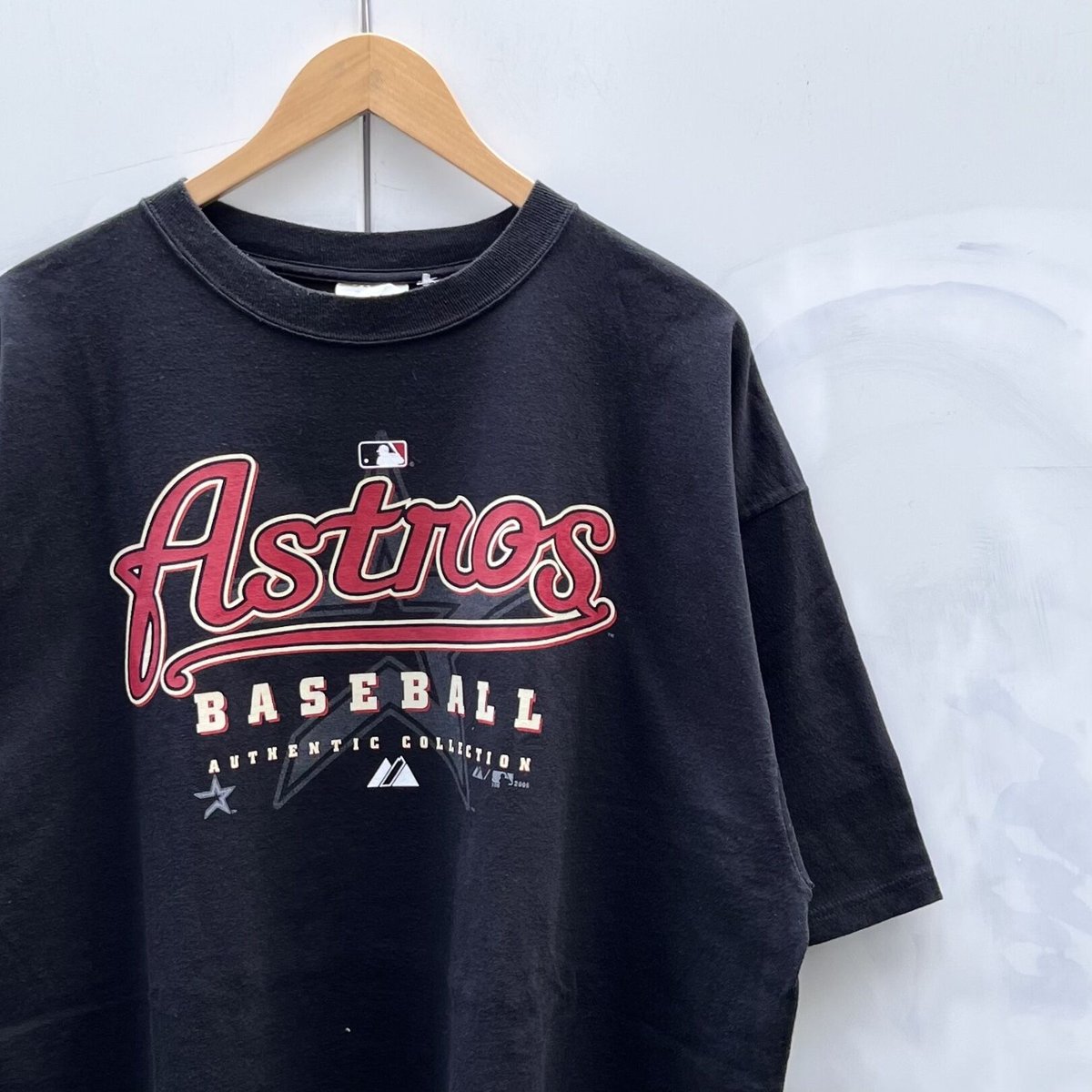 【majestic】ヒューストンアストロズ・ベースボールシャツ・ゲームシャツ Majestic - M☆古着 マジェスティック 半袖 ベースボール シャツ