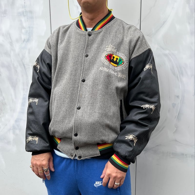 STUSSY/ステューシー IRIE FEELIN袖レザースタジャン 80年代 (USED)