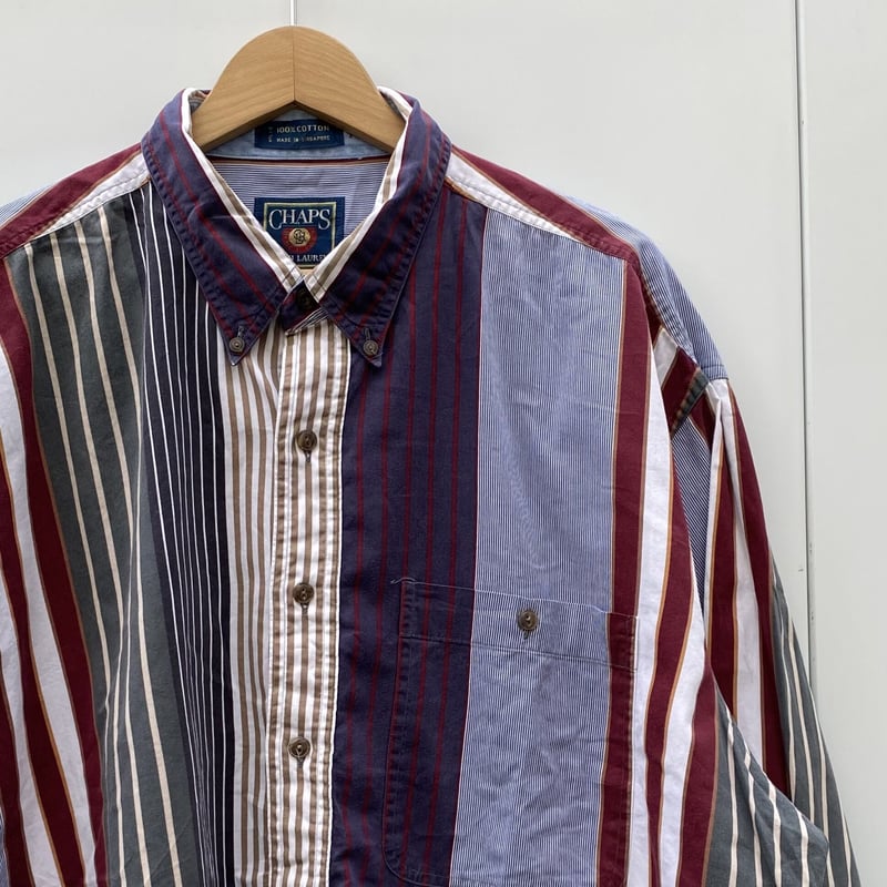 90s◆チャップス ラルフローレン ストライプシャツ オーバーシャツ レトロ