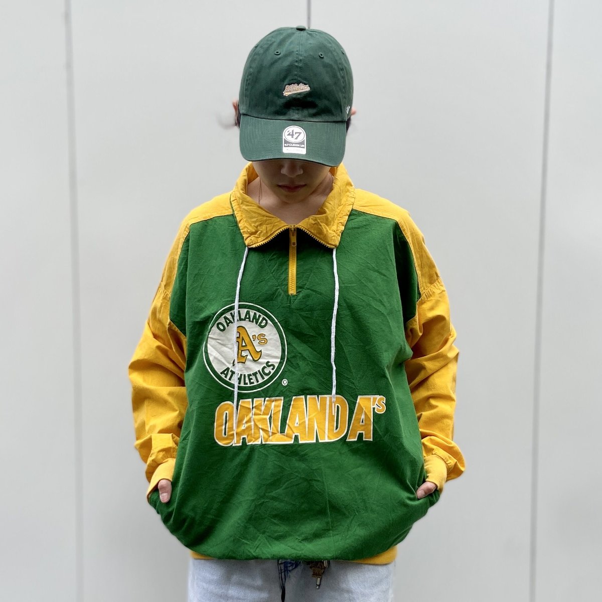 MLB ATHLETICS/オークランドアスレチックス ハーフジップ 