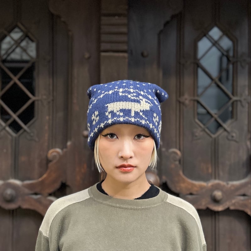 POLO RALPH LAUREN/ポロラルフローレン 柄ニットキャップ 90年代 Made 