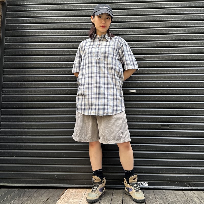 STUSSY/ステューシー プルオーバーチェック半袖シャツ 90年代 Made In