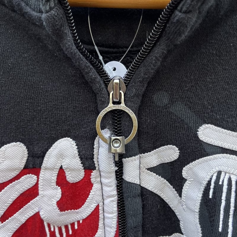 00s ECKO 後付けフード リバース型 前Vデカロゴ ギミックスウェット ECKO UNLIMITED/エコーアンリミテッド ジップスウェット 00年代